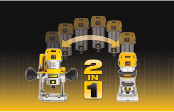 Фрезер DeWalt, 900 Вт, цанга 6-8 мм,16000-27000об/мин, 2 платформы, чемодан.