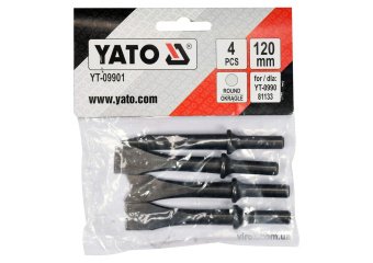 YATO Долота і зубила l= 120 мм YATO до пневматичного молотка YT-0990 і 81133, компл. 4 шт.  | YT-099
