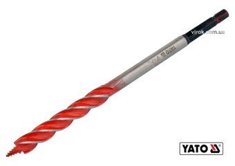 YATO Свердло по дереву YATO : Ø= 10 мм, L= 165 мм, HRC 40-45 з 4 пругами, HEX- 1/4"  | YT-44680
