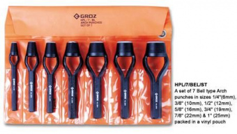GROZ Набор кольцевых пробойников с 7 шт: 6,10,12,16,19,22,25 мм HPL/7/BEL/ST