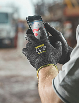 Рукавички DeWalt, розмір L/9, з стійкістью до порізів та чутливістю до сенсорного екрану