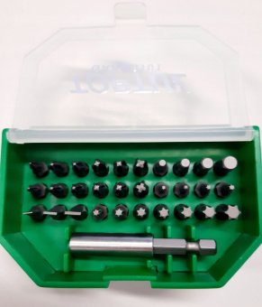 Набор бит для шуруповерта 31ед. TOPTUL 1/4" SL;PH;PZ;TORX;HEX + магнитный держатель GAAW3101