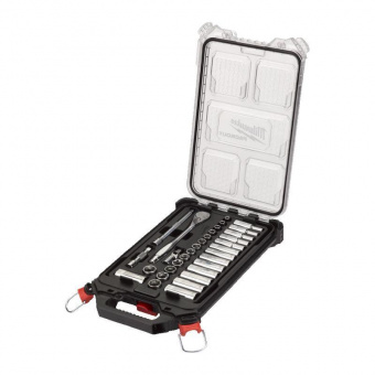 MILWAUKEE Набор метрических головок с трещоткой 3/8˝ в компактном тонком органайзере PACKOUT™ - 38 е