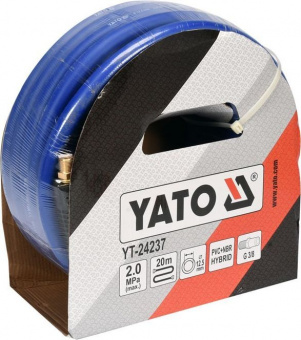 YATO Шланг пневматичний гібридний (ПВХ+БНК) YATO: Ø12.5мм x 20м, Ø=3/8", тиск ≤ 2 MPa, різьбов. з'єд