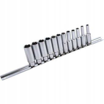 Набор головок длинных на планке TOPTUL 1/4" 12ед. 4-13мм GAAQ0802U
