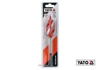 YATO Свердло по дереву YATO : Ø= 32 мм, L= 165 мм, HRC 40-45 з 4 пругами, HEX- 1/4"  | YT-44690