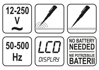 YATO Індикатор напруги YATO контрольний цифровий 12-250 V LCD  | YT-2861