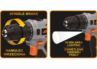 STHOR Шуруповерт акумуляторний : 18V Li-Ion. 2 акум. 1,3 АхГод, КМ- 22 Nm, патрон Ø≤10 мм  | 78972