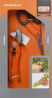 BAHCO набор садовый P121-20-FS-7,5 Секатор плоскостной P121-20-F + Ножницы FS-7,5