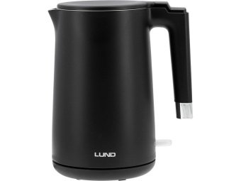 Електрочайник з термостатом з нержавіючої сталі LUND 1,5 л чорний, 2200 Вт, живлення від мережі 230В
