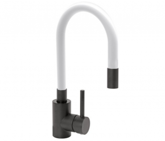 FALA Змішувач води "BLACK FLEXIBLE" для раковини з гнучкою білою лійкою  | 75776