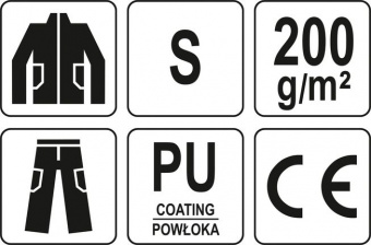 YATO Костюм з капюшоном водонепроникний YATO,розм.S,100%поліестр покритий PU,3 кишені,з вент.отворам