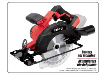 YATO Пила дискова ручна акумуляторна YATO : Li-Ion 18 В, для диска Ø=165/16 мм,24 зуби, (БЕЗ АКУМУЛЯ