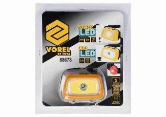 Ліхтар на чоло VOREL XPE CREE+COB LED світлодіодний 3+3 Вт;130+120 lm,5 реж.живл.- 3 ААА батарей(DW)