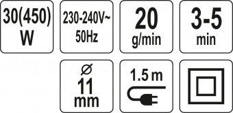 YATO Пістолет клейовий мережевий YATO Ø=11 мм, P= 450 Вт. для стержнів  | YT-82403