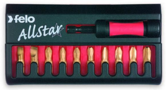 FELO Держатель бит магнитный с ограничителем + набор бит t и 10шт C 6.3. // 02090176