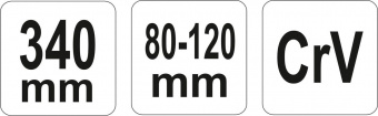 YATO Ключ гаковий з носиком на шарнірі в діапаз. M= 80-120 мм, Хр-Ванад., L= 340 мм