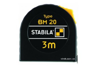 STABILA Рулетка Type BM20 : L= 3 м x 13 мм, пласт. корпус з сталевою стрічкою | 16445