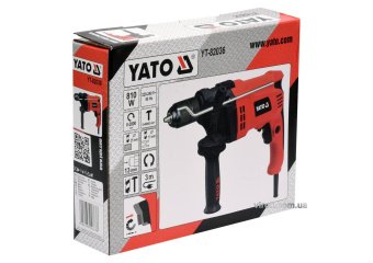YATO Дриль ударний мережевий YATO : P= 810 Вт, з самозатискним металевим патроном для свердл Ø≤ 13 м