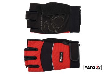 YATO Рукавиці робочі з відкритими пальцями YATO : штучна шкіра + синтетична тканина, розмір 9  | YT-