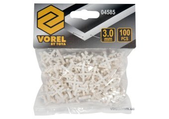 VOREL Хрестики дистанційні багаторазові для плитки : тип U, 3 мм. 100 (Уп/Шт.)  | 04585