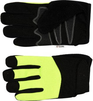 YATO Рукавиці робочі чорно-жовті зміцнені YATO для сенс. екранів, штучна шкіра +бавовн трикотаж,розм