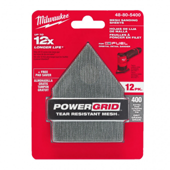 MILWAUKEE Шлиф. бумага 67х92 зерно 400 (12 шт) + подложка (1 шт), исключительно для M12 FDSS | 48805