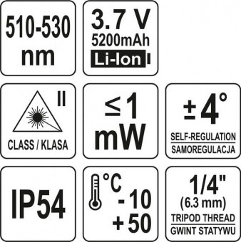 YATO Нівелір лазерний самонівелюючий YATO : 12 променів, точність- ±3 мм/ 10 м, верт./гориз. промені