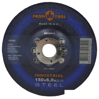 Круг зачистной по металлу PROFITOOL INDUSTRIAL 150х6.0х22.2 мм, EA24R-BF, F27, 10200 об/мин