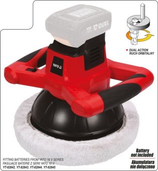 YATO Полірувальна машина акумуляторна YATO: Li-Ion 18 В,2500 об/хв, диск Ø= 250 мм(БЕЗ АКУМУЛЯТОРА) 