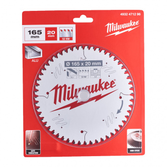 MILWAUKEE Диск пиляльний Alu PFTE , Ø165х20х2,2мм, 52 зуб. | 4932471296