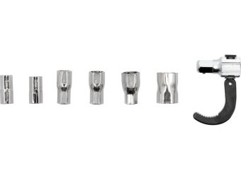 Ключ для монтажу сантехн. арматури на шарнірі YATO з головками: М9 10 11 12 14 17 мм і гаком, 8 елем