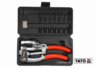 YATO Кліщі для проколювання отворів YATO в листов. металі ≤ 1 мм, 14 насадок Ø= 2-7 мм, 16 шт + кейс