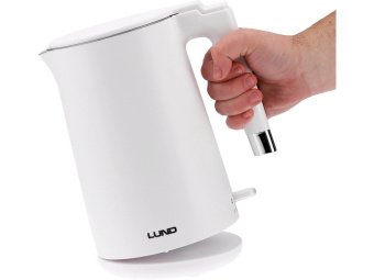 Електрочайник з термостатом з нержавіючої сталі LUND 1,5 л білий, 2200 Вт, живлення від мережі 230 В