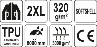 YATO Куртка робоча SOFTSHELL YATO розмір XXL чорно-темно-сіра, 3 кишені, 96% поліестер і 4% спандекс