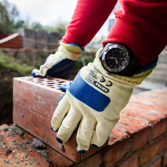 Рукавиці з латексним покриттям для скла КВІТКА Люкс (сині) (110-1204-IND-10)