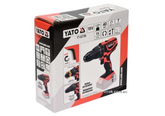 YATO Шуруповерт-дриль ударний акумул. YATO: 18 В, крутн.мом.- 40 Нм, патрон Ø≤13 мм (БЕЗ АКУМУЛЯТОРА