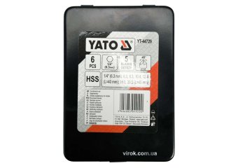 YATO Набір зенкерів конічних по металу YATO: HSS, Ø=6.3-20.5 мм, l=40/45 мм, 5 пругів, HEX-1/4", 6шт